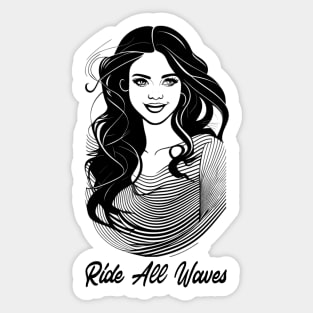 ride all waves, surfer girl, surf vibes, v2 Sticker